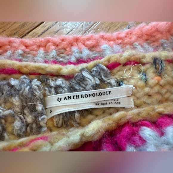 Anthropologie Fringed Colorblock Sweater Women’s Size Small Crew Neck Pullover - Picture 5 of 13